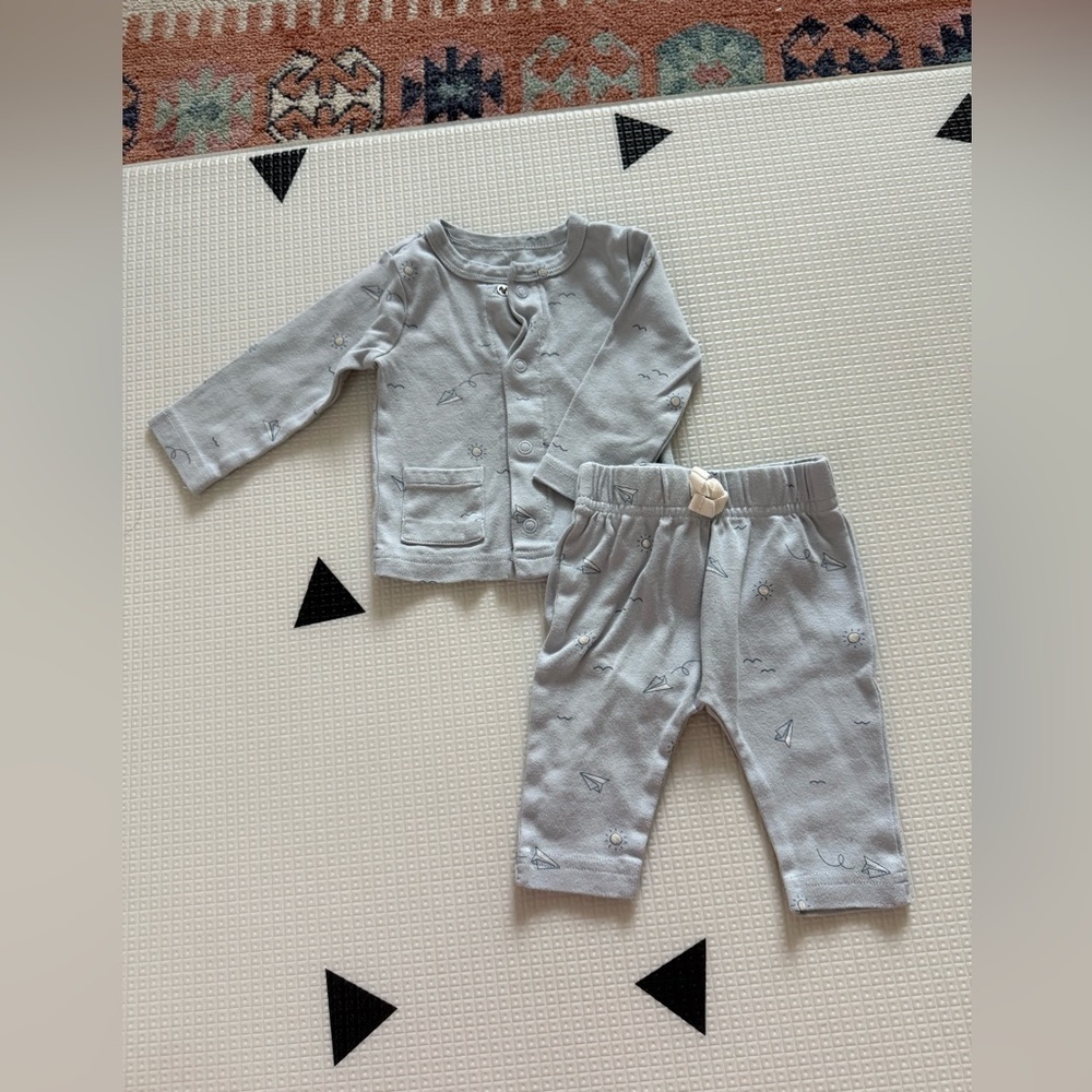 Carters|Baby boy neutral two piece matching set,Pastel nautical novelty print•3M